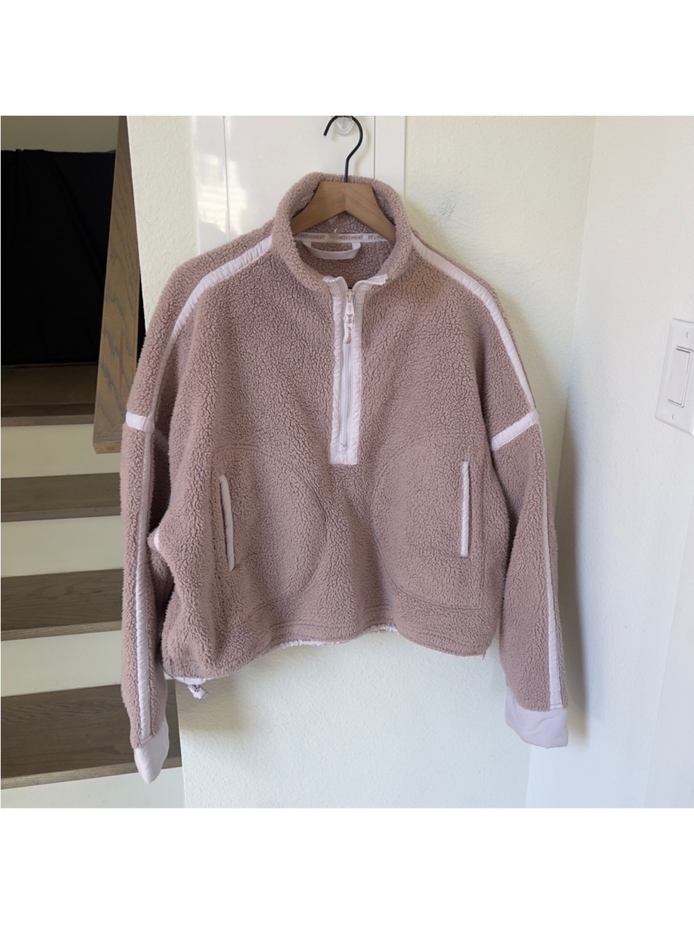 Free People Mountain High 1/2 Zip Fleece Pullover in Neutral Mauve - Picture 3 of 9